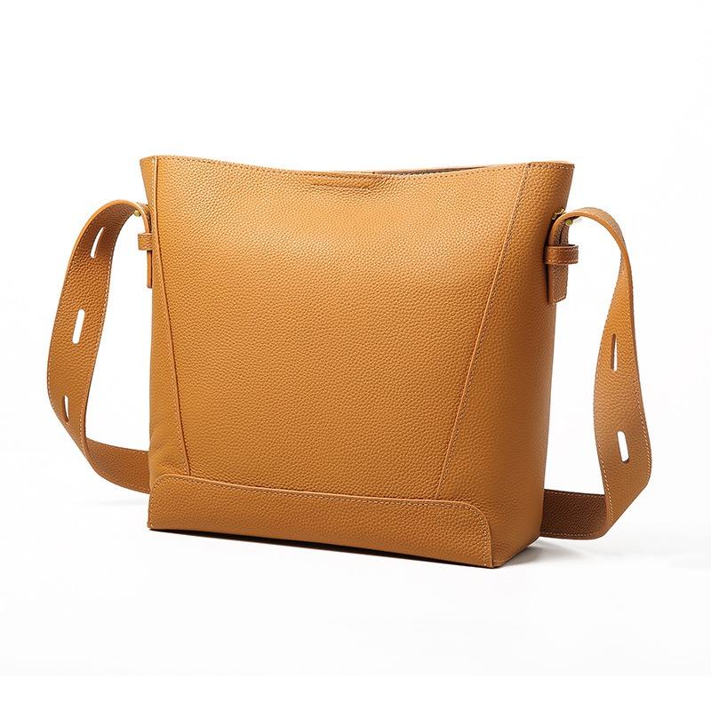 Women's Bucket Bag Women's Premium Sense Niche Design Genuine Leather Large Capacity Commuter Shoulder Crossbody Bag