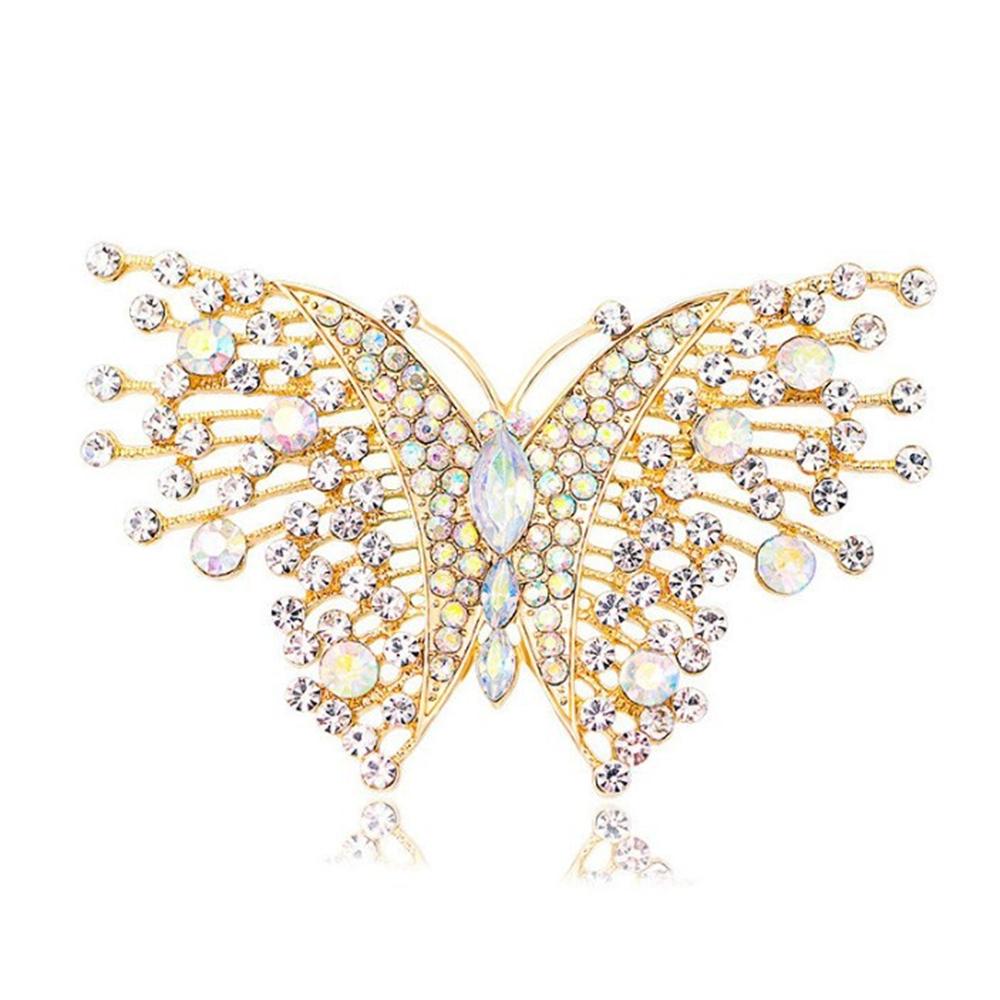 Fashionable butterfly colorful zircon brooch, anti-exposure pin for women, metal button to fix clothes, wedding party gift