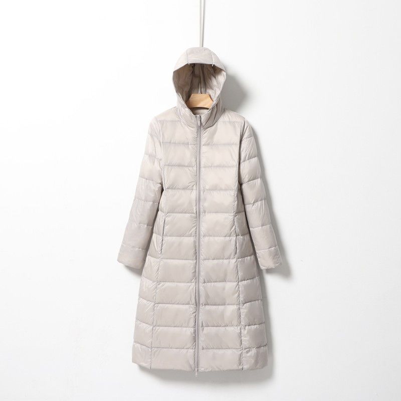 Women Hooded Long Puffer Jackets White Duck Down Autumn Winter Ultra Lightweight Keep Warm Coats