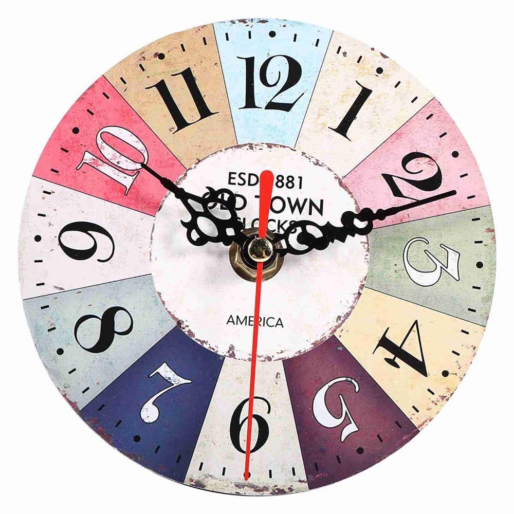 12 Inch Round Wall Clock Quartz Movement Wood Wall Clock Retro Home Office Clock Bedroom