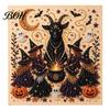 Fall Holiday Decoration Halloween Faux Pearl Art DIY Kit, 3D Bead Embroidery Craft Set, Spooky Handmade Ghost Pumpkin Goat Witch Wall Art, Seasonal