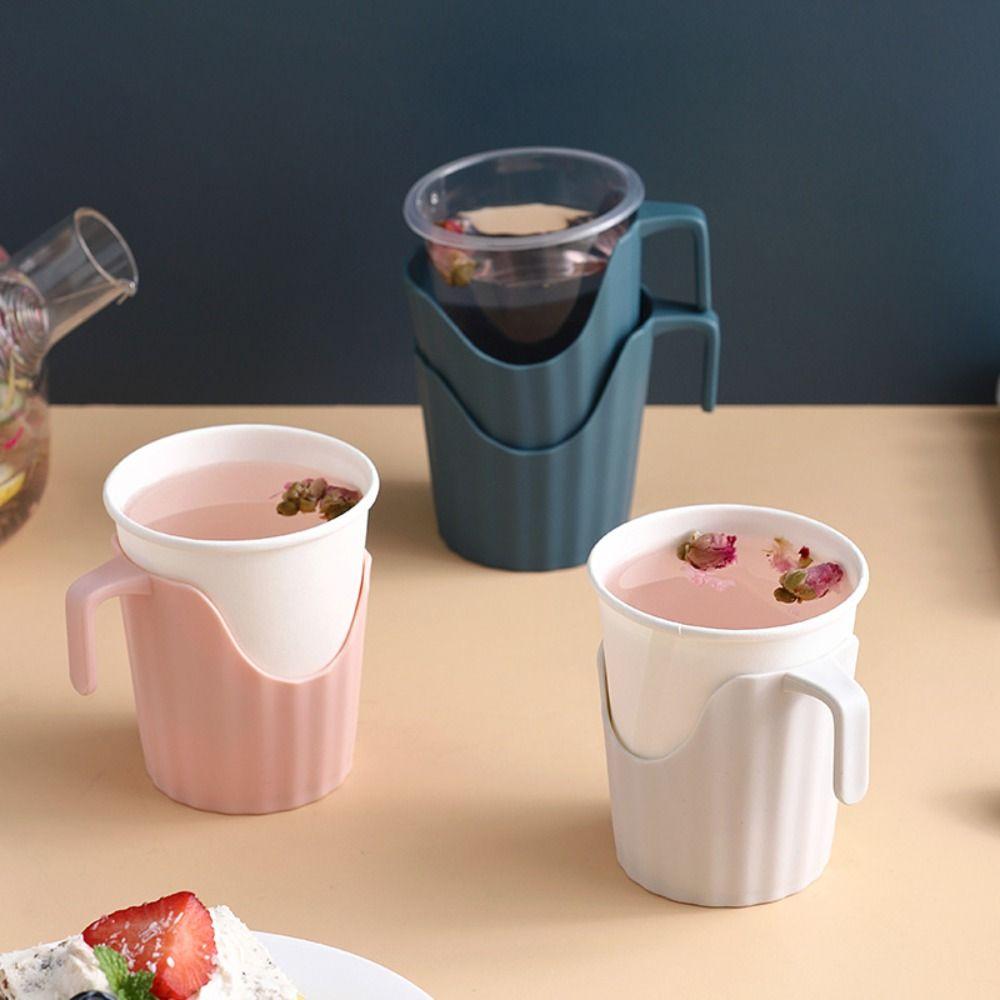 6pcs Thick Plastic Beverage Holder Base Disposable Cup Cover New Paper Cup