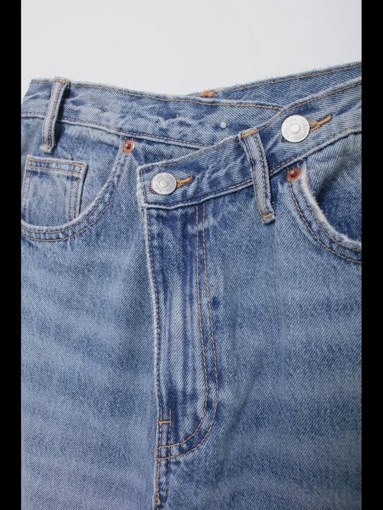 Women's Autumn High-Waist Double-Breasted Wide-Leg Jeans