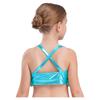 Girls Glittery Sequins Crop Top Tiered Ruffles Cross Back Metallic Camisole for Jazz Dance Performance