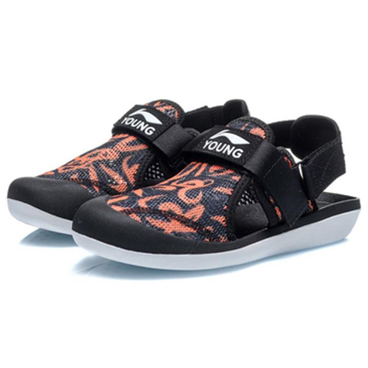 Li Ning Kids Casual Comfort нескользящие сандалии детские сандалии черные оранжевые YKUQ004-1
