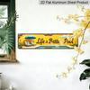 2D Flat, 1pc Vintage Life Is More Enjoyable By The Pool. Metal Aluminium Decorative Sign Wall Art - 15.7×3.94inch Rustic Farmhouse Decoration
