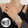 Devil Claw Bracelet Gothic Ghost Hand Retro Skull Skeleton Hand Bangle Open Bone Arm Cuff Halloween Costume Accessory Party Jewelry