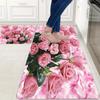 1Pcs Anti Fatigue Kitchen Rugs Pink Rose Print Waterproof Non-Slip Thick Cushioned Kitchen Mat Heavy Duty Comfort Standing Mat for Kitchen