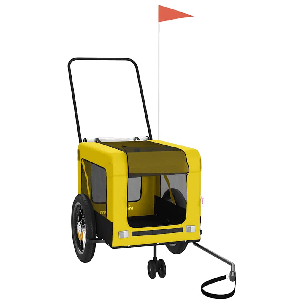Bike Trailer for Dogs Yellow and Black Oxford Fabric & Iron