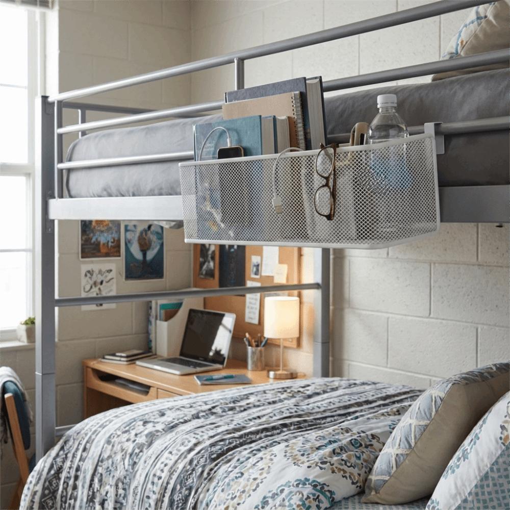 Sturdy Bedside Shelf Large Capacity Bedside Organizer Durable Dorm Storage Basket Dormitory