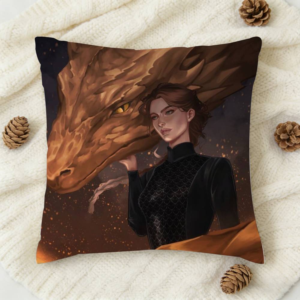 F-Fourth Wing Xaden Violet Double-Sided Printed Square Decorative Cushion Cover For Sofa Living Room Home Decor
