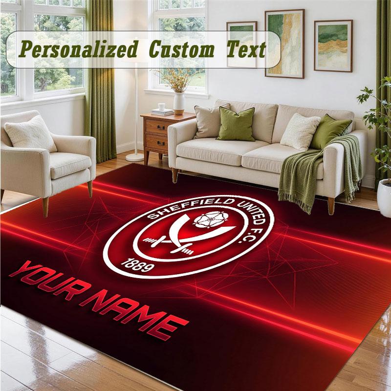 Crystal Velvet Square Rug Custom NameSheffield United FC Pattern Non Slip Home Floor Decor Rug