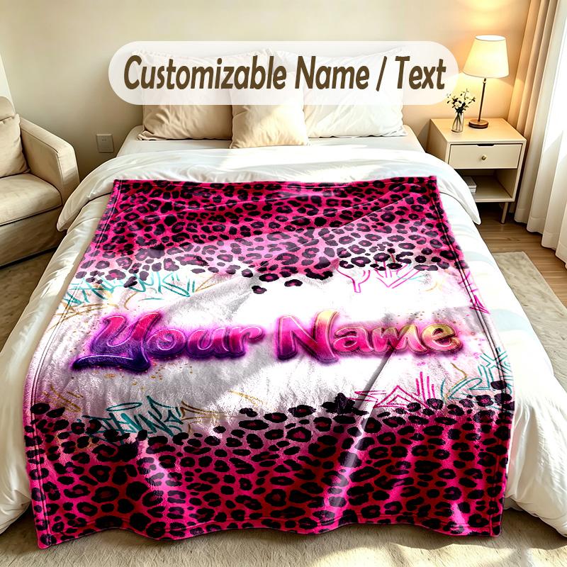Lion Tiger Theme Custom Blanket Personalized Name & Text Customized Soft Warm Throw Blanket Home Decor