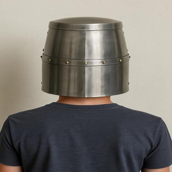 Medieval Crusader Great Helm Knight Templar Helmet 13th Century Full Face Steel Armor Historical Cosplay LARP Handmade Helm