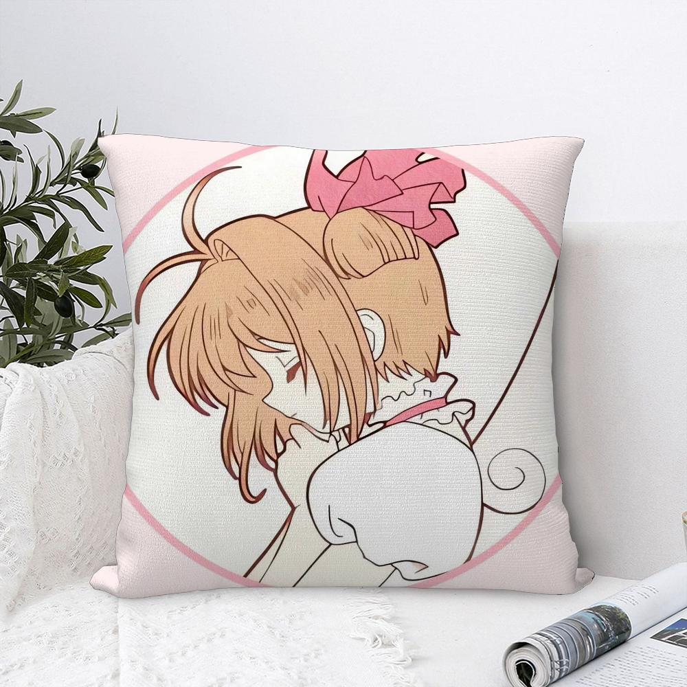 Аниме C-Cardcaptor S-Sakura Наволочка Декоративная для дивана Домашняя Двусторонняя печать Короткий плюш Наволочка Чехол для подушки