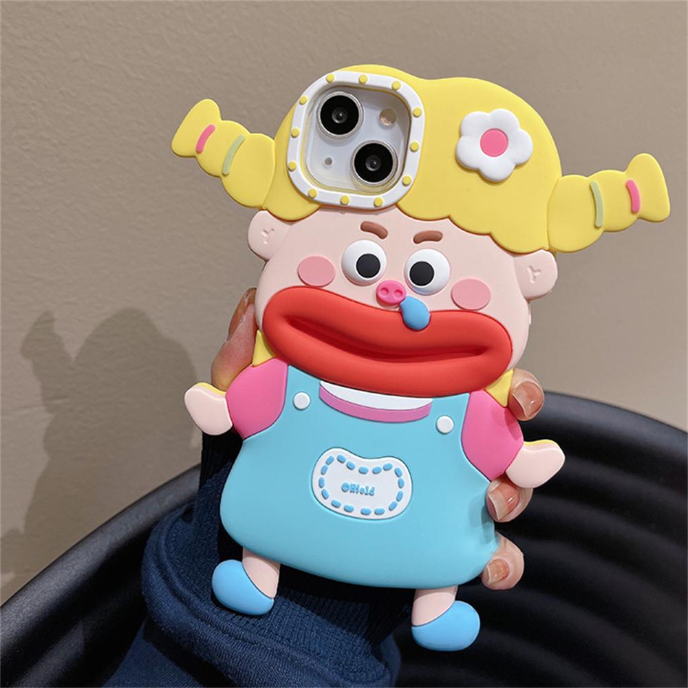 Корейский милый забавный мультяшный 3d чехол для телефона с сосисками для девочек для Iphone 14 13 12 11 Pro Max с милыми косами, противоударный мягкий чехол