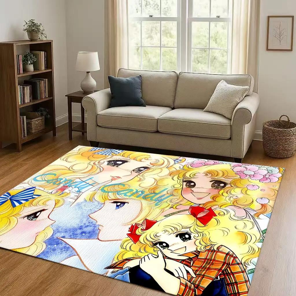 Retro Candy Candy Sweet Girl Cartoon Room Non-Slip Area Rug Soft Carpet for Bedroom Playroom Sofa,Easy Clean Home Decor Doormat