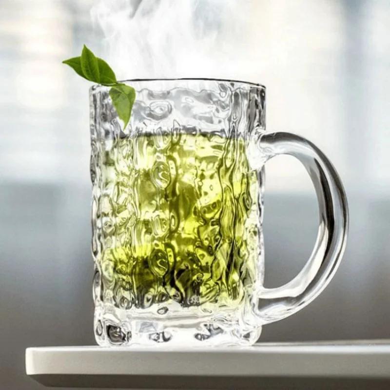 330/360 мл пивные бокалы кружка большой емкости толстая пивная кружка стеклянная хрустальная стеклянная чашка прозрачная с ручкой для клуба бар вечеринка дома