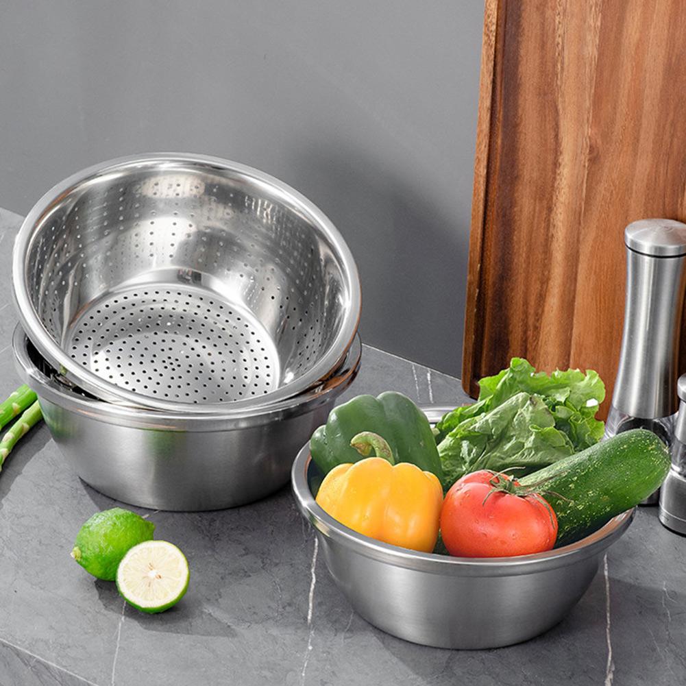 Миски для взбивания салата, кухонная мойка, серебристая