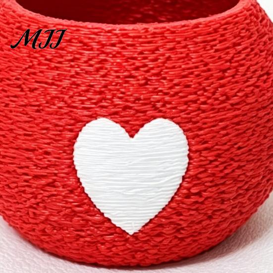 Маленький цветочный горшок, 3D-печатный горшок, Мини-круглый цветочный горшок, Красное сердце, Дышащий текстурный горшок-контейнер для кактусов, трав, растений, для рабочего стола дома и в офисе