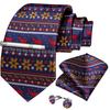 Men's Tie Silk Paisley Classic Wedding Necktie and Pocket Square Cufflinks Set