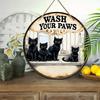 2D Flat Hanging Decorative Signs, Interior Wall or Door Decoration, Garden Decoration, the Pattern Is Four Black Cats, a Housewarming Gift for Friends