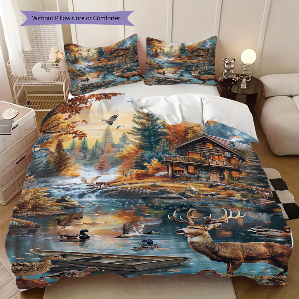 Wildlife Pattern Bedding Quilt Set Quilt Cover Pillowcase Home Decoration Birthday Gift (1 * duvet cover + 2 * pillowcase, without core)