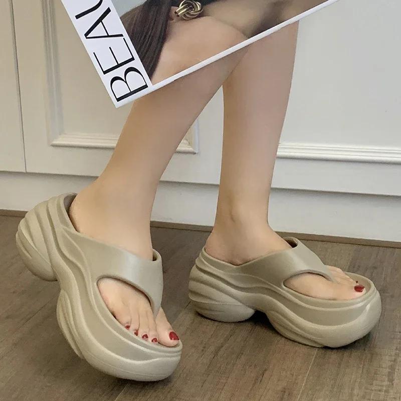Fashion 2025 Fashion Women Platform Flip Flops Summer Beach Non Slip Thick Bottom Slippers Woman Clip Toe Wedge Sandals Outdoor Slides