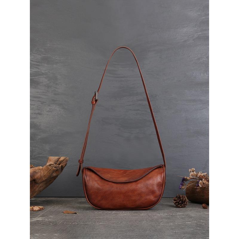 Уличная винтажная сумка-пельмень из натуральной кожи, ручная работа, однотонная одноплечевая сумка из коровьей кожи, большая вместимость, сумка через плечо для женщин