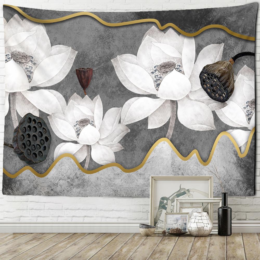 Мертвые листья лотоса кои гобелен настенный искусство природа растение хиппи тапиз домашний декор фон ткань