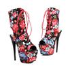 Foreign Trade Large Size Nightclub Style Super High Heel Sandals Sexy Lace-up Waterproof Table Women's Shoes Waterproof Table Thick Heel Catwalk W