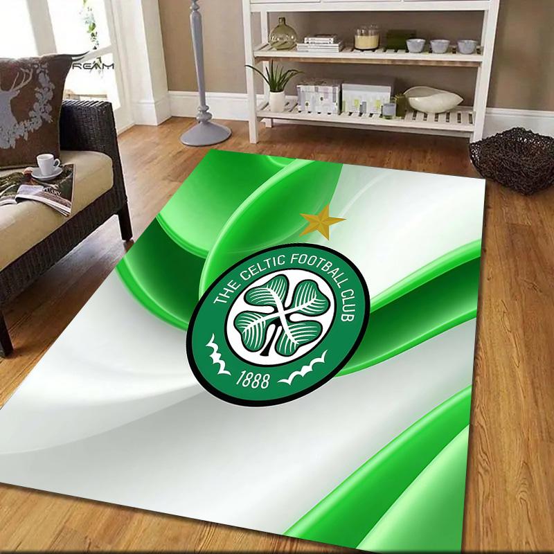Celtic FC Flannel Pattern Square Carpet,Area Rug,Carpet Rug for Living Room Bedroom Sofa Playroom Decor,Non-slip Floor Mat