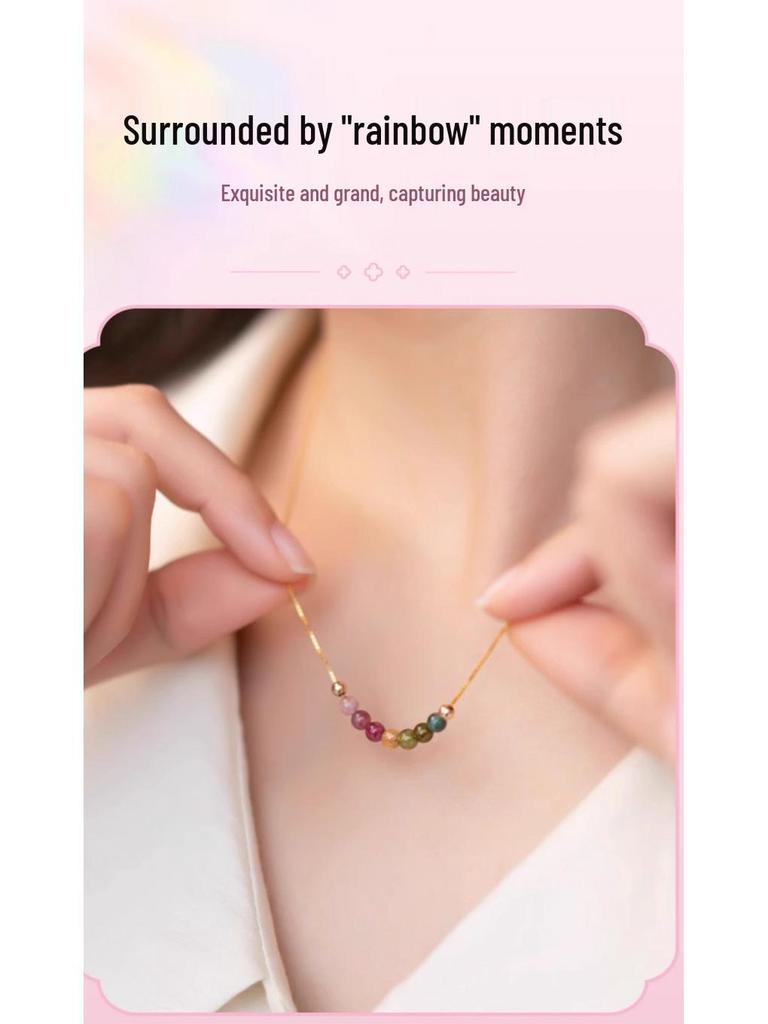 Ожерелье на ключицу из турмалина - Легкая роскошь, Не выцветающее, Простое высококлассное дофаминовое колье для женщин