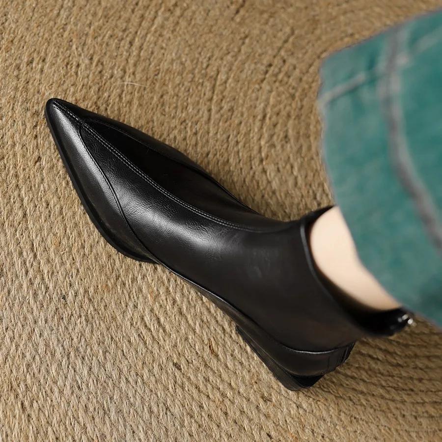 Остроносые Эластичные Узкие Ботильоны для Женщин, Осенне-Зимние Новые Ботильоны на Толстом Каблуке для Женщин, Ретро Коричневые Ботинки Челси