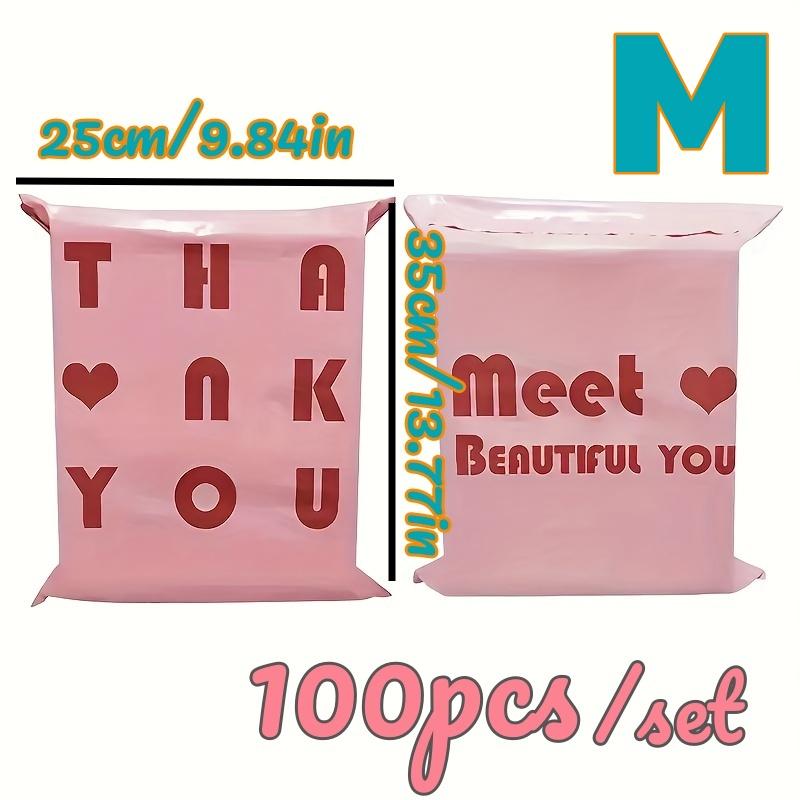Розовый упаковочный пакет 100 шт. Толстый курьерский пакет Водонепроницаемый прочный пакет для покупок Для одежды Логистика Подарочная упаковка Почтовый конверт