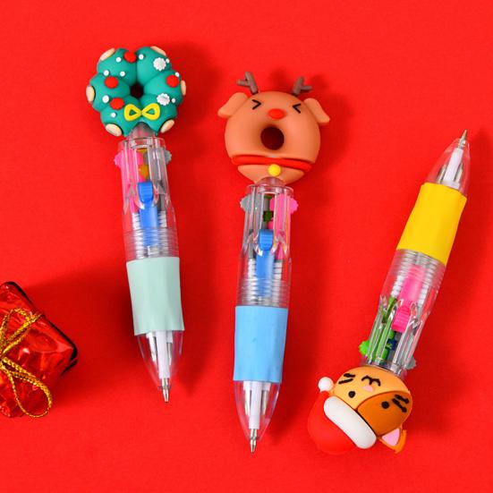20 шт. шариковых ручек с выдвижной ручкой 0,7 мм с рисунком «Веселые ручки для детей» Санта-Клауса и снеговика