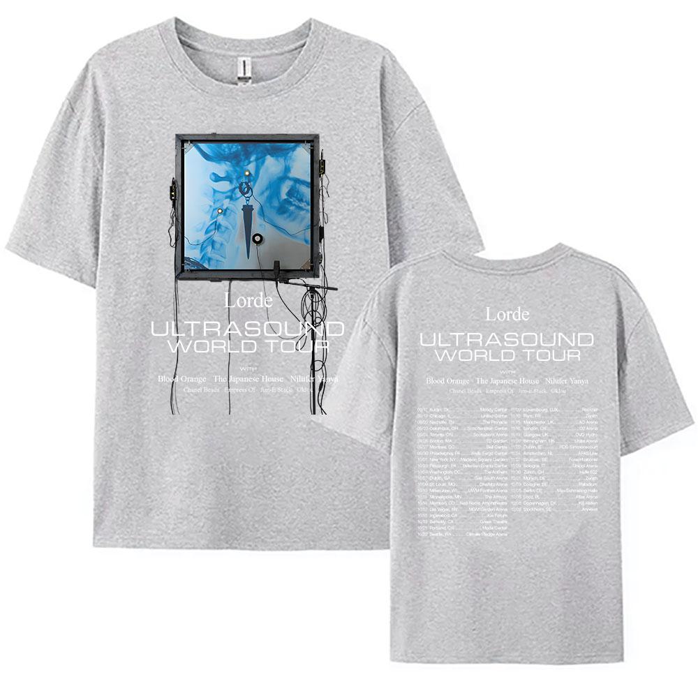 Футболка Lorde Ultrasound World Tour 2026 Летняя с коротким рукавом Хлопковые футболки Повседневная Мода Круглый вырез Женская футболка Одежда с принтом
