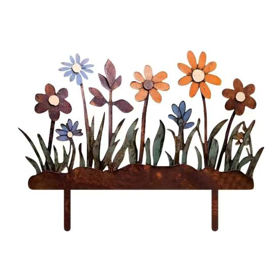 Декоративный колышек для цветочной клумбы с ржавчиной, погодоустойчивый, для помещений и улицы, для двора, газона, патио, дорожки, металлический знак-силуэт цветка, колышек-украшение