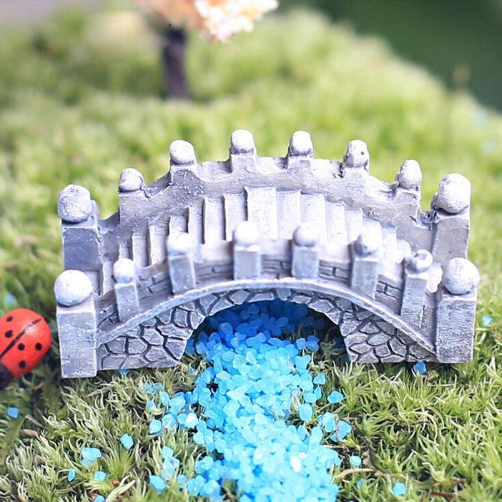 Cute Village House Miniature Garden Mini Bridge Stairs Craft Figurine Plant Pot Garden Ornament Miniature Fairy Garden Supplies