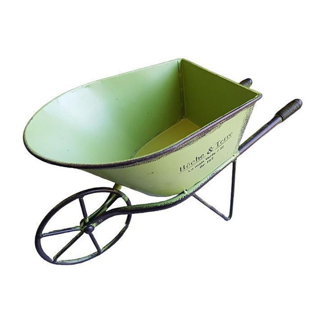 Классическая кованая тележка на одном колесе для садового декора, металлическая тачка, маленькая кашпо для цветов, горшки для растений, контейнер для растений, подарок