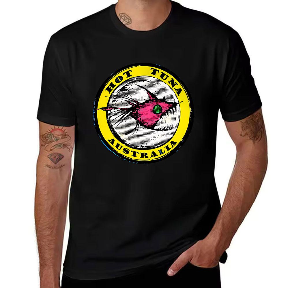 Unisexs Hot Tuna Australia Graphic Cotton Tshirt Vintage Style Fish Print Casual Short Sleeve Tee For Guys