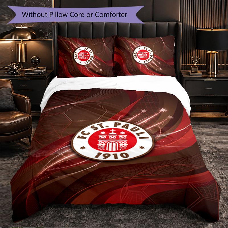 Fulham Football 3 Piece Bedding Set Soft Duvet Cover Set with Pillowcases Printed Bedroom Decor Set for Home