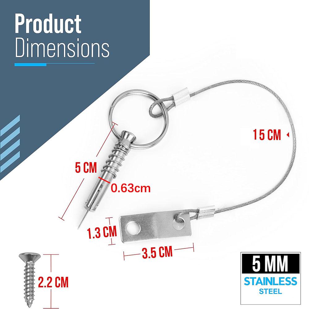 4x Быстросъемные штифты из нержавеющей стали 316 для лодочного тента Бимини, быстросъемный штифт 1/4