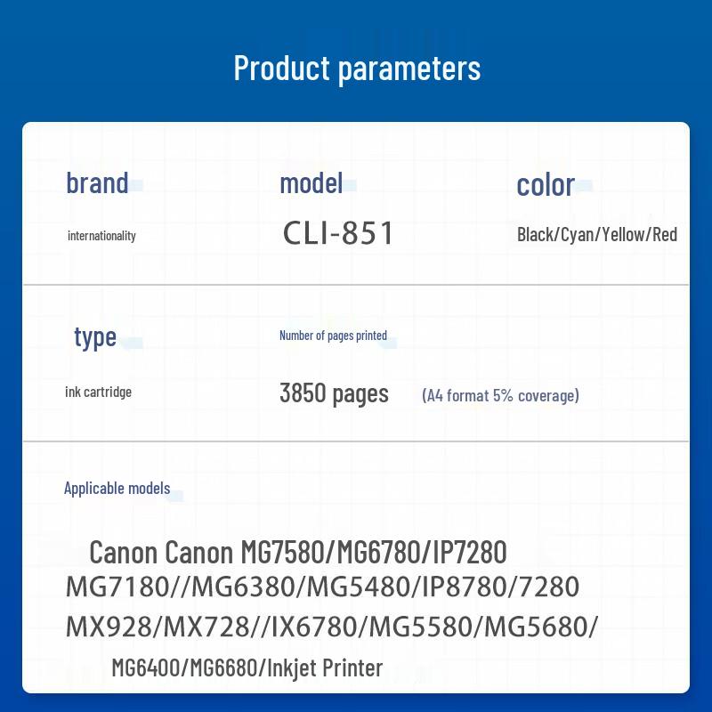 Compatible PGI-850 CLI-851 Ink Cartridge Set for Canon