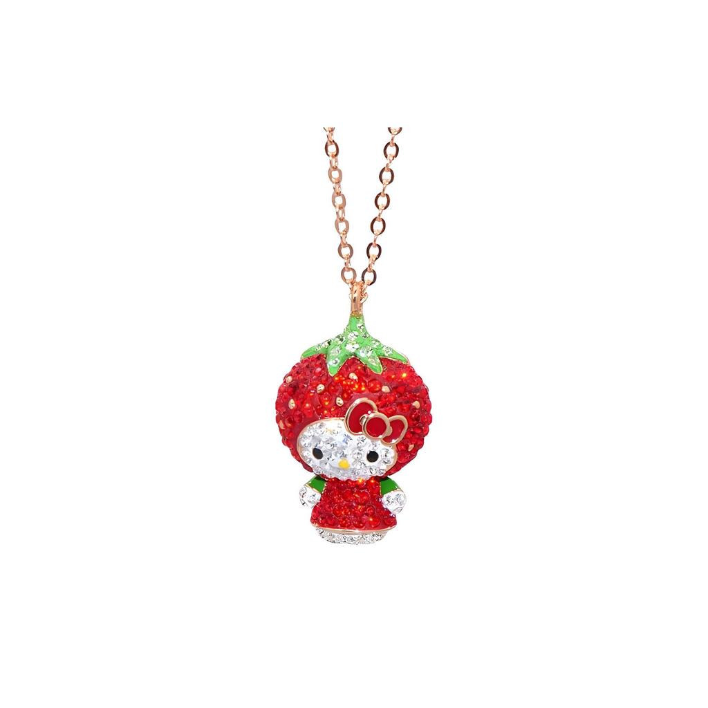 Swarovski Ожерелье Hello Kitty с клубникой для женщин, разноцветное 5374364