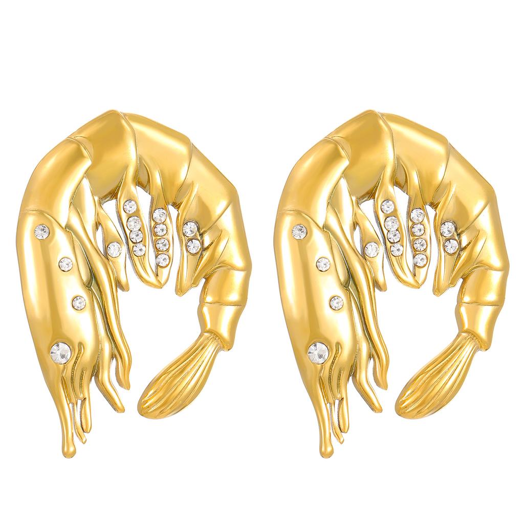 DIGADAGU Luxury Shrimp Butterfly Simulation Stud Earrings Stainless Steel Exaggerated Earrings Women's Jewelry Party Accessories