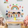 School Season English Slogan Rainbow Handprints Bedroom Living Room Home Background Beautification Decoration Wall Stickers