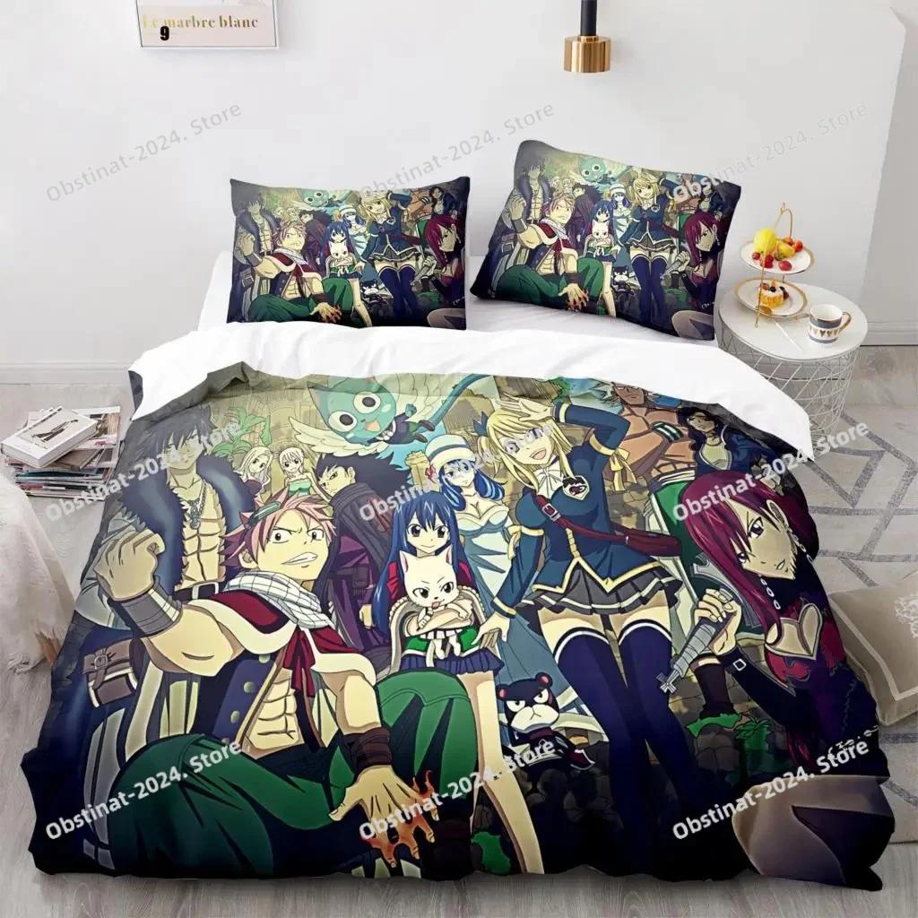 Fairy Tail Bedding Set Printed With Pillowcase Bed Duvet Cover Soft Single Double Queen Super King Size Fairy Tail Aldult Kid
