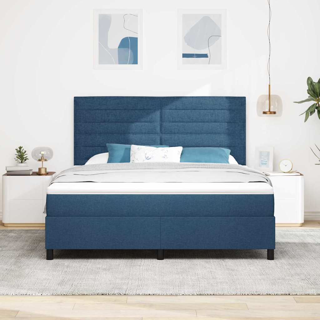 Box Spring Bed with Mattress and Blue LED Lights 180 x 200 cm Fabric