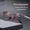 Портативные металлические новые сверхлегкие складные очки для чтения из нержавеющей стали для рыбалки в ретро-квадратной оправе для пресбиопии мультифокальные солнцезащитные очки